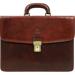 Leather Briefcase for Men, Brown Messenger Bag, Women's Shoulder Bag, Personalized Portfolio, Graduation Gift for Him