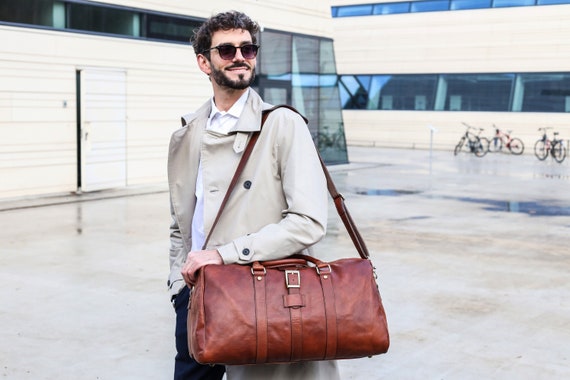 Leather Duffel Bag, Travel Bag for Men, Promotion Gift for Him, Leather Gym Bag, Overnight Bag, Weekend Bag, Carry on Duffel