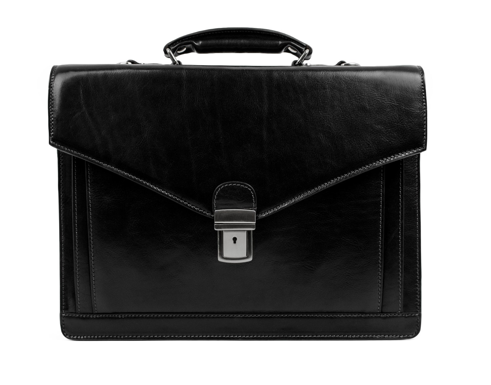 Black Leather Briefcase Men's Business Bag Leather Etsy