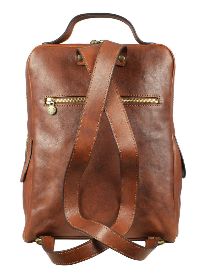 Full Grain Leather Backpack for Men Brown 14 Laptop Etsy UK