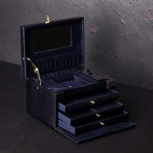 Portagioie in pelle, grande portagioie, portagioie personalizzato, regalo personalizzato per lei, regalo di compleanno per lei