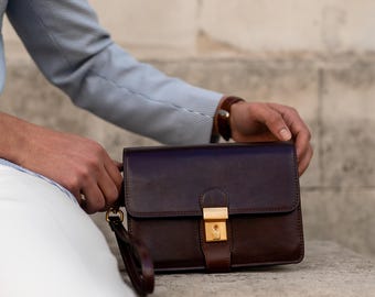 Leather Clutch for Men, Mens Organizer, Genuine Leather Wrist Bag, Birthday Gift for Him, Anniversary Gift