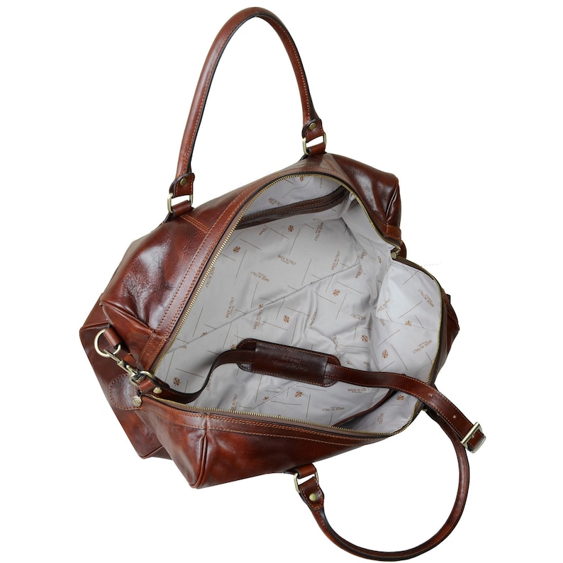 Leather Duffel Bag, Large Travel Bag, Brown Weekender Bag, Anniversary Gift for Him, Mens Travel Bag, Genuine Leather Gym Bag for Men image 7