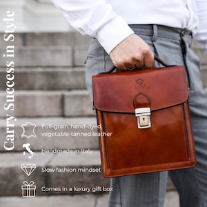 Porte-documents en cuir pour homme, sac à main en cuir marron, sac messager beige, sac à bandoulière pour homme, cadeau personnalisé pour lui, cadeau d'anniversaire pour homme