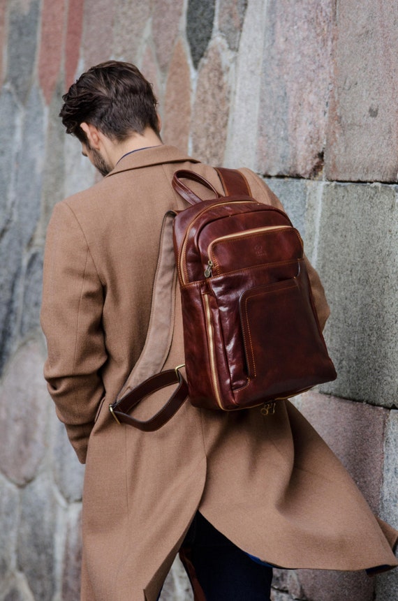 male leather backpack