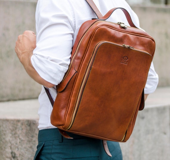 business leather backpack