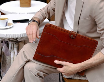 Portafolio de cuero personalizado, portadocumentos A4, organizador para hombre de 8,5 x 11 pulgadas, organizador tamaño carta, regalo corporativo, regalo de graduación