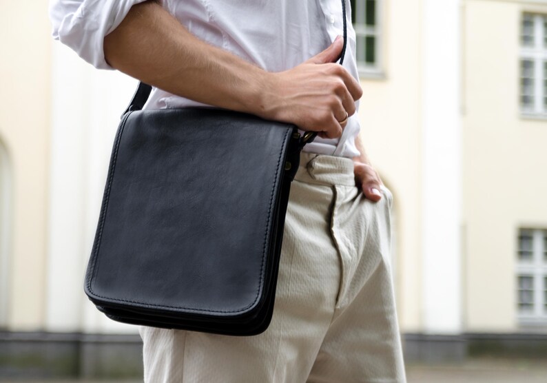 Leather Messenger Bag for Men Brown Small Messenger Handbag | Etsy
