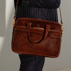 Umhängetasche, Leder Aktentasche für Männer, Umhängetasche, Tasche mit Top Griff, Leder 13-Zoll-Laptoptasche, Laptoptasche, Geschenk für ihn,