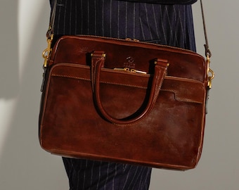 Messenger Bag, Leather Briefcase for Men, Shoulder Bag, Top Handle Bag, Leather 13 inch Laptop Bag,  Laptop Case, Graduation Gift for Him,