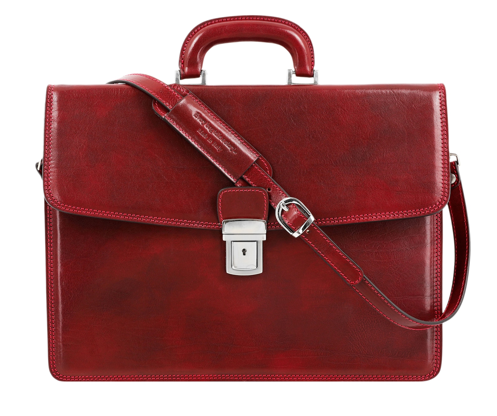 Red Leather Briefcase Messenger Bag Shoulder Bag Unisex Etsy