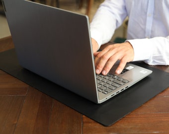 Black Leather Desk Pad, Gaming Desk Mat, Black Keyboard Pad, Birthday Gift for Him