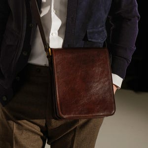 Sac messager en cuir pour homme, sac à bandoulière marron, sac à main pleine fleur, cadeau d'anniversaire pour petit ami, cadeau d'anniversaire pour lui