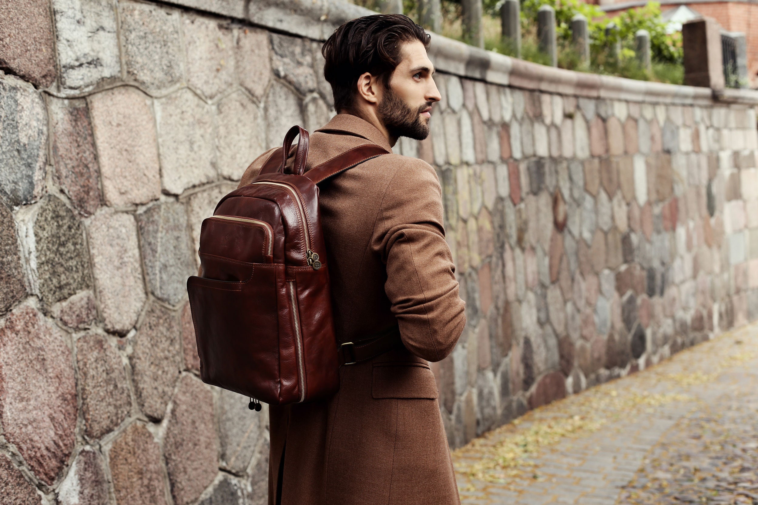 smart leather rucksack