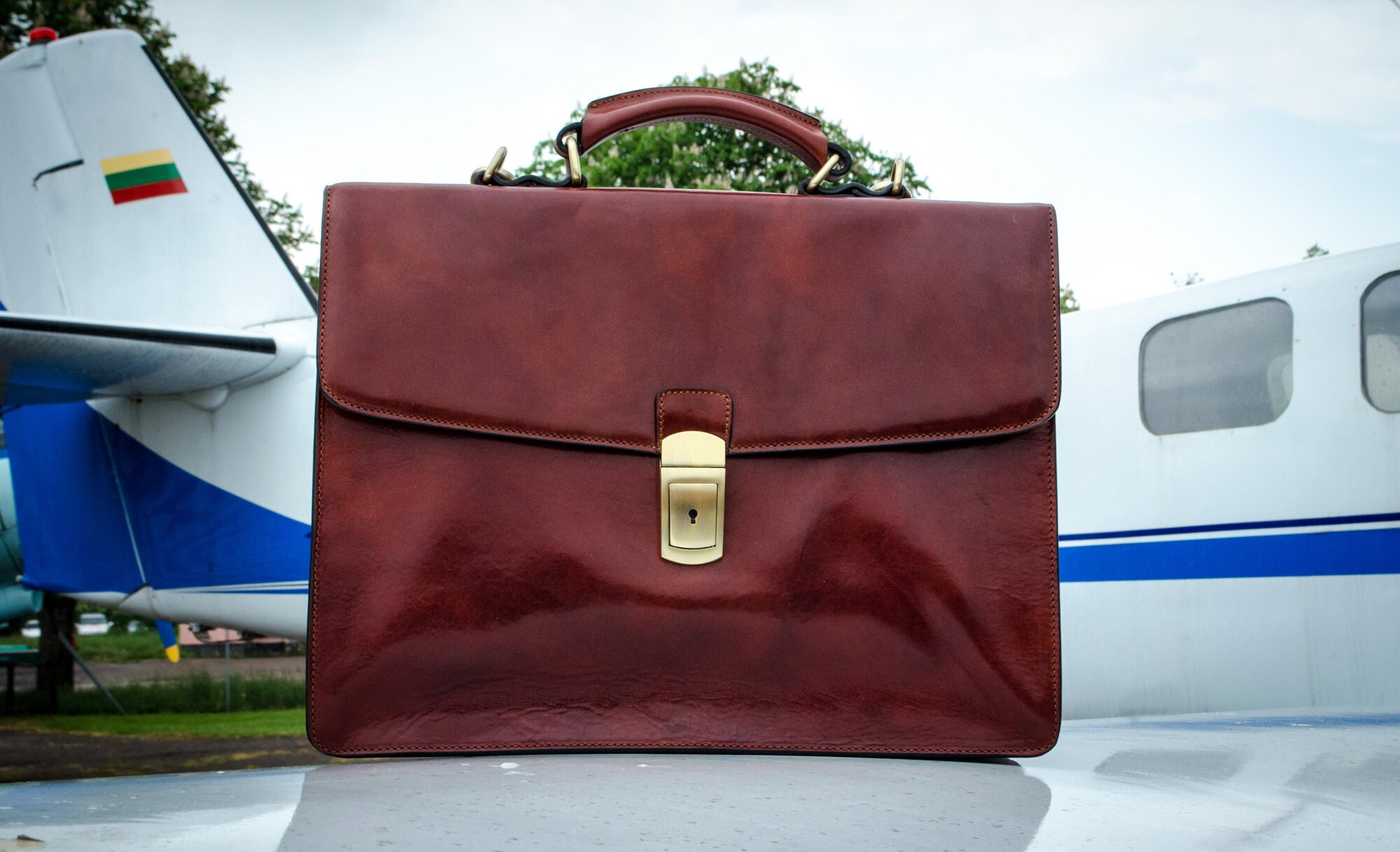leather document briefcase