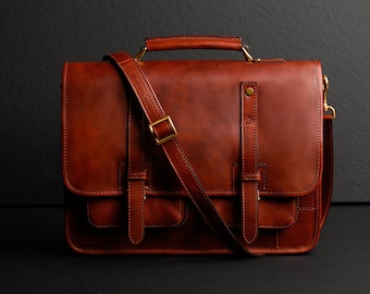 Convertible Leather Backpack Satchel Bag, Men's Brown Briefcase, Full Grain Leather Backpack, Convertible Bag, Graduation Gift for Him, Tan