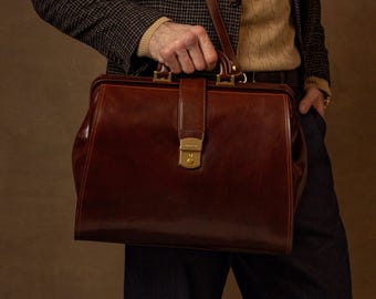 Bolsa médica de couro, bolsa médica marrom, bolsa de mão de couro, bolsa médica de couro legítimo, brinde corporativo