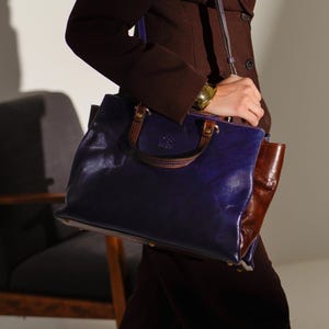 Leather Tote Bag with Zipper, Full Grain Leather Handbag, Work Bag, Gift for Her, Birthday Gift for Her, Promotion Gift for Her