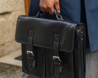 Leather Briefcase Satchel Bag, Large Messenger Bag, Gift for Graduation