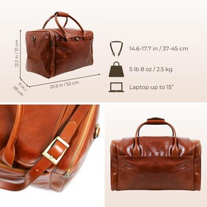 Large Travel Bag, Leather Weekender, Birthday Gift for Him, Duffel Bag for Men, Genuine Leather Travel Bag Men, Duffle Bag image 8