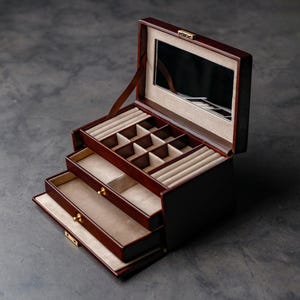 Leather Jewelry Box, Jewellery Case, Genuine Leather Jewellery Box, Birthday Gift for Girlfriend, Anniversary Day Gift for Her