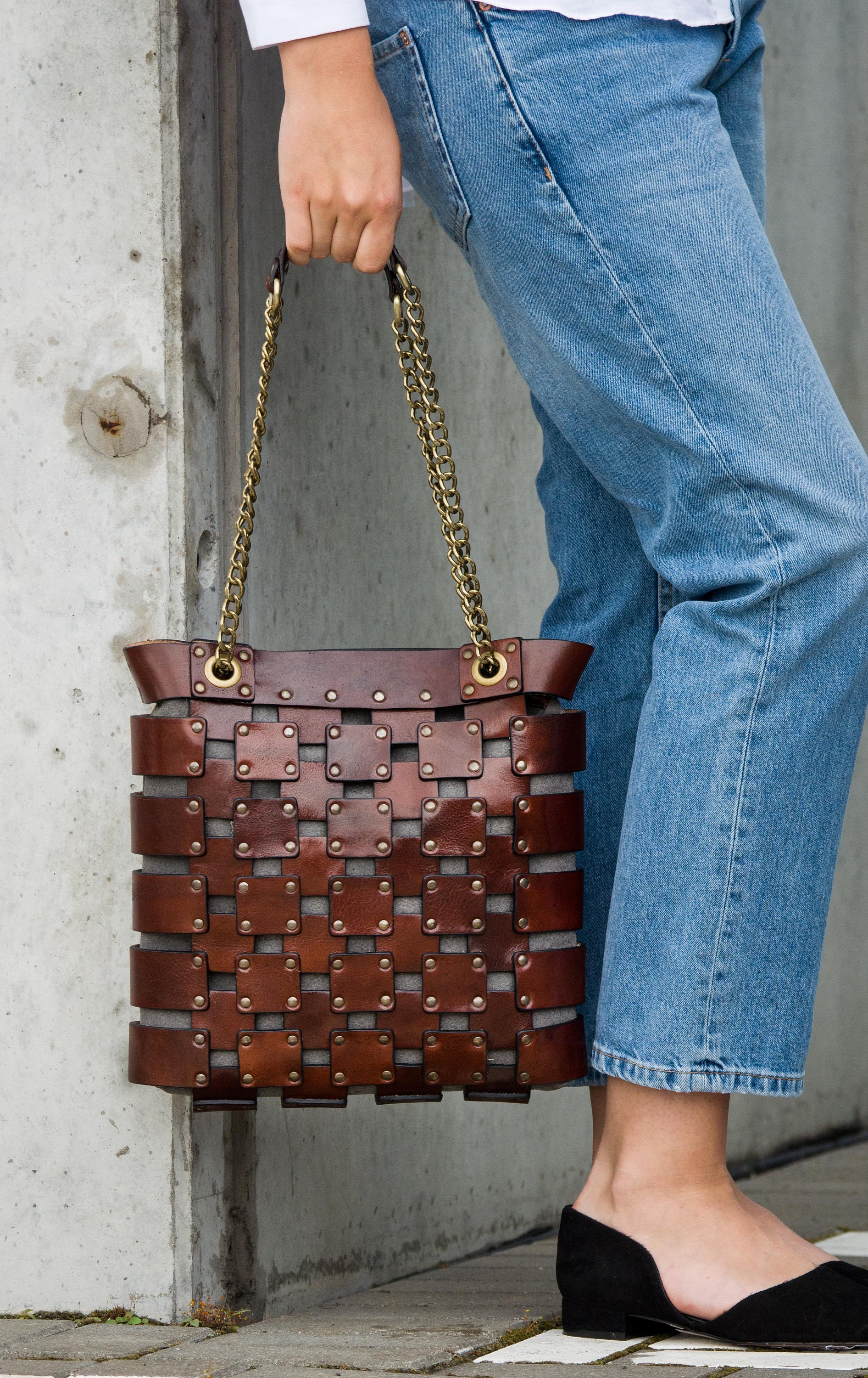 Brown 25cm GHW Genuine Leather Shopper Tote Handbag Top Handle Satchel 