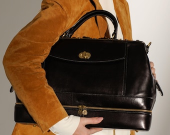 Leather Doctor Bag, Full Grain Cowhide Travel Handbag, Birthday Gift, Gift for Doctor