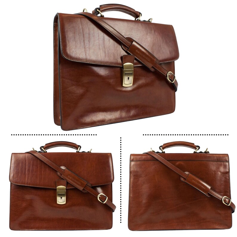 Leather Briefcase for Men Personalized Gift Brown Portfolio Etsy