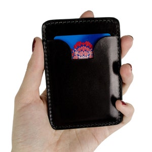 Étui pour cartes de visite en cuir, porte-cartes personnalisé en cuir pleine fleur, porte-cartes de crédit, cadeau d'anniversaire, cadeau d'anniversaire pour homme Black