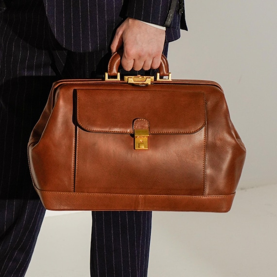 Vegan Leather Doctor Style Bag Clinical Bag Antque Leather Doctors