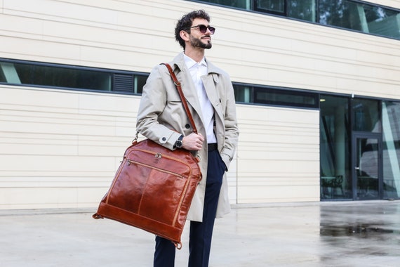 leather garment bag