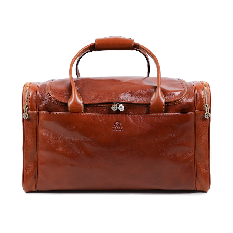Large Travel Bag, Leather Weekender, Birthday Gift for Him, Duffel Bag for Men, Genuine Leather Travel Bag Men, Duffle Bag Cognac Brown