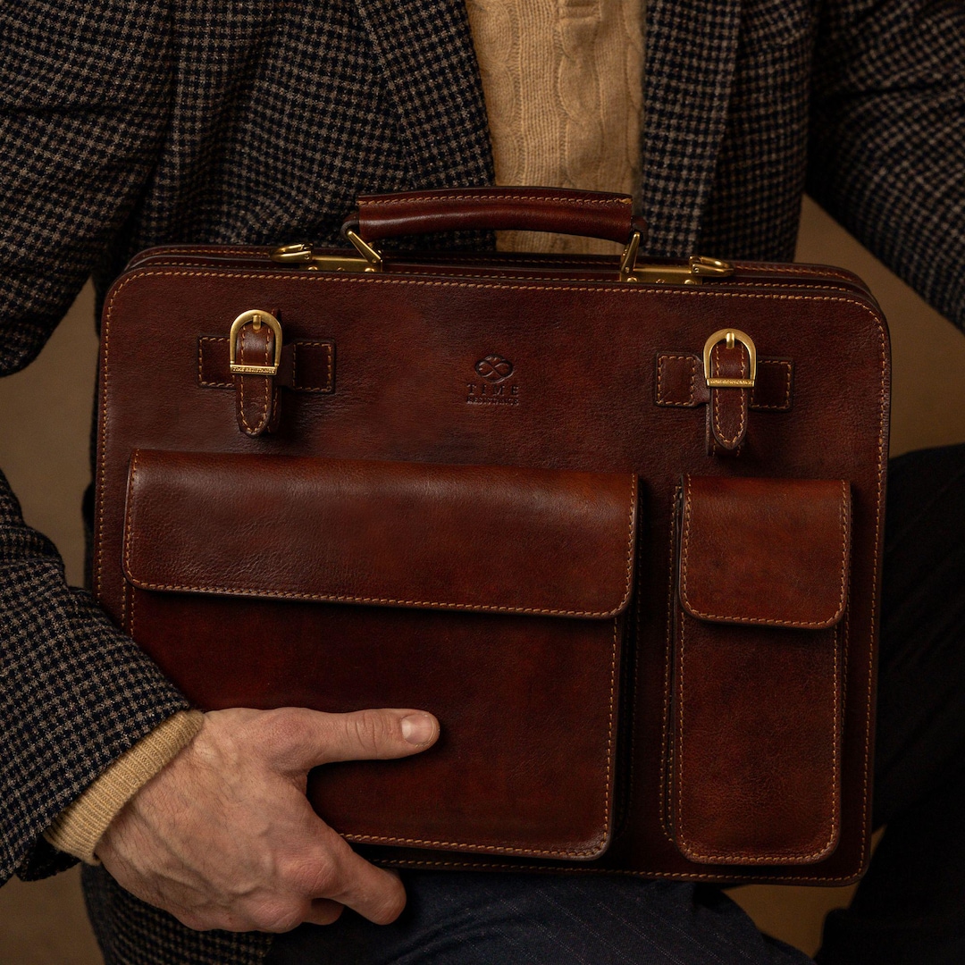 Leather Briefcase Men, Leather Satchel, Lawyers Bag, 15 Inch