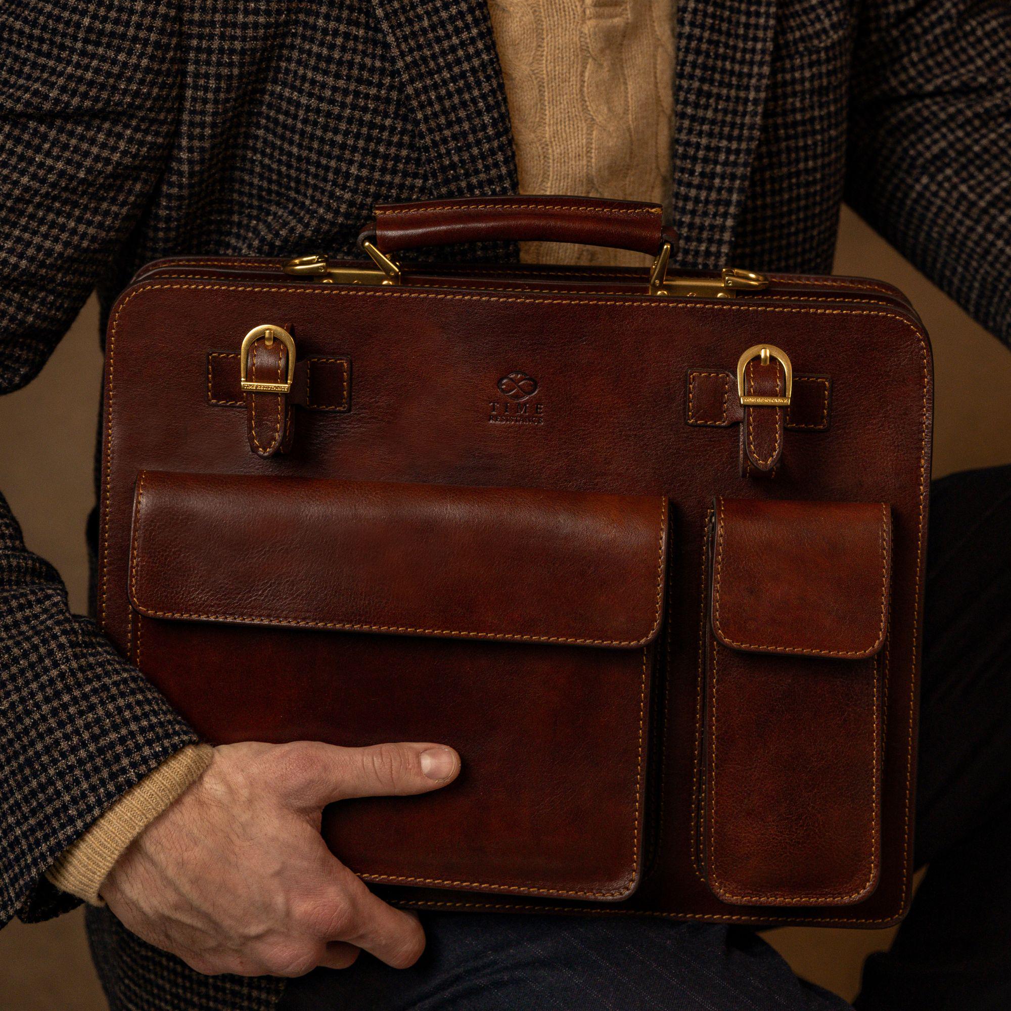 Leather Briefcase Men, Leather Satchel, Lawyers Bag, 15 Inch