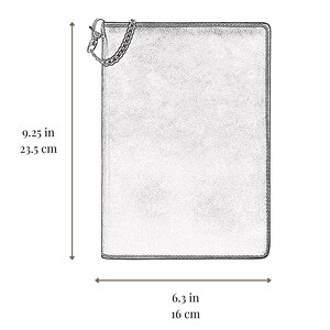 May include: A rectangular, textured wallet with a metal chain attached to the top corner. The wallet measures 9.25 inches in height and 6.3 inches in width, as indicated by the visible measurement lines and text labels on the image.