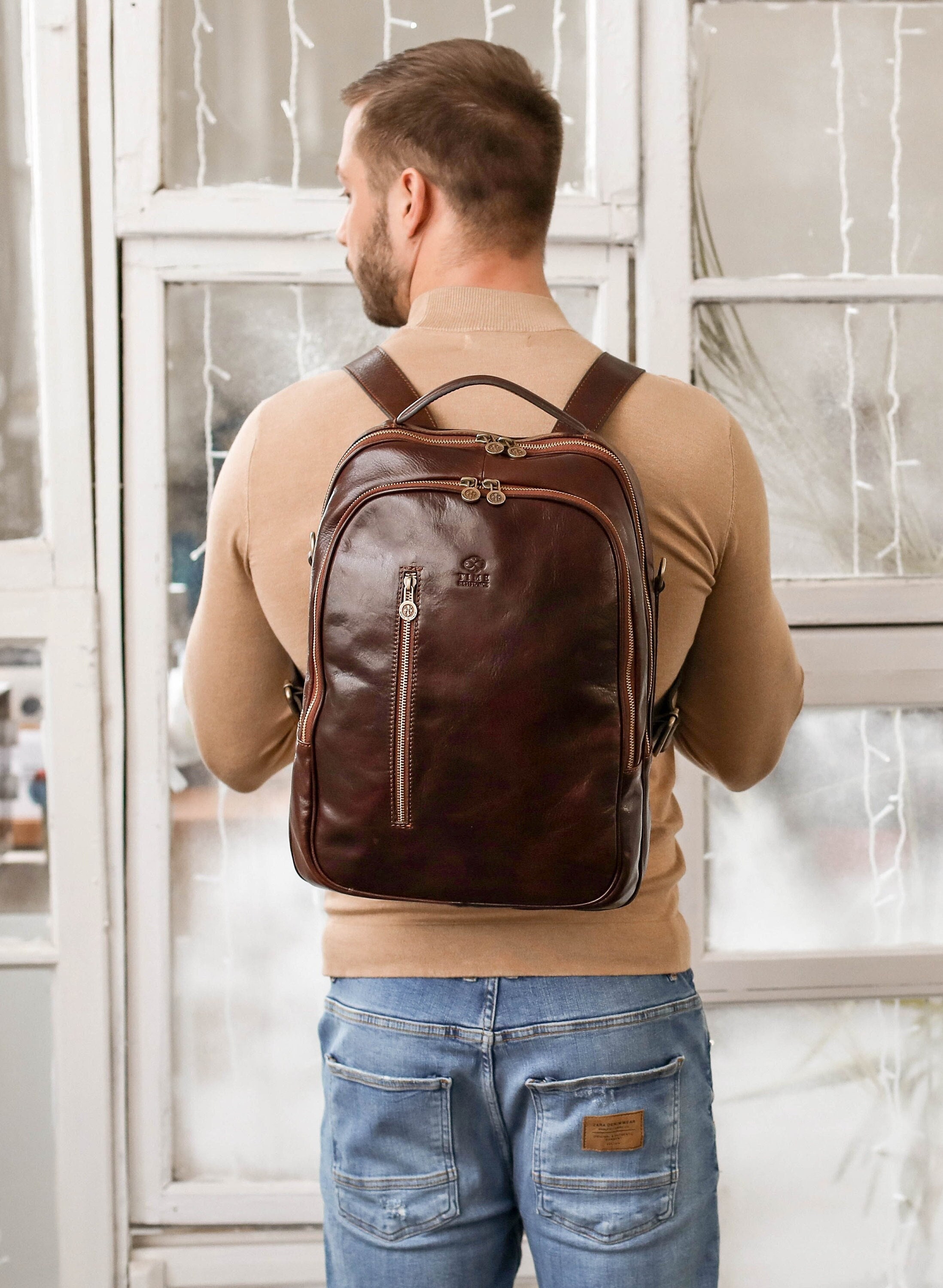 Convertible Leather Backpack Shoulder Bag Leather Rucksack - Etsy