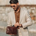 Leather Clutch for Men, Genuine Leather Purse, Wrist Bag for Men, Wristlet with Zipper, Birthday Gift for Him product logo