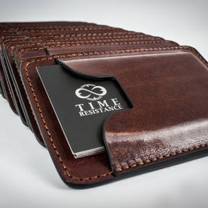 Étui pour cartes de visite en cuir, porte-cartes personnalisé en cuir pleine fleur, porte-cartes de crédit, cadeau d'anniversaire, cadeau d'anniversaire pour homme image 2