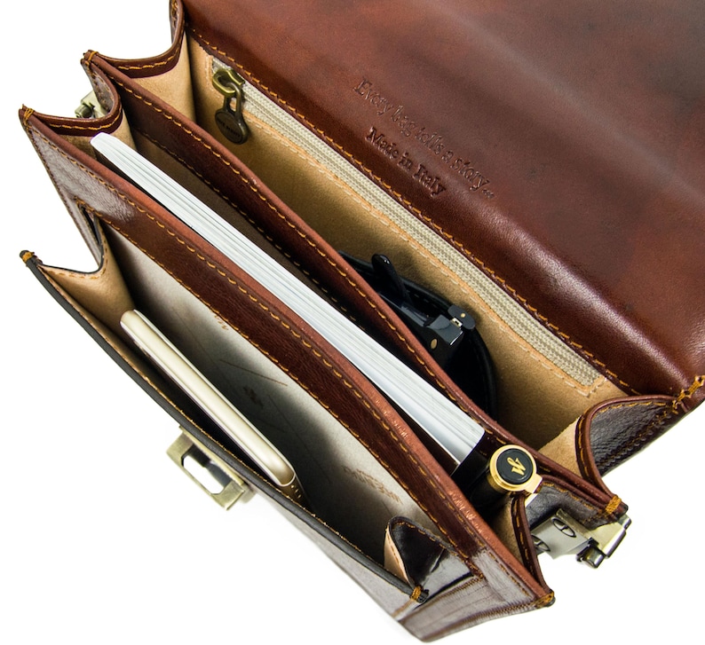 Fullgrain Leather Briefcase for Men Small Leather Handbag Etsy