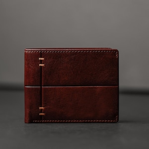 Full Grain Leather Bifold Wallet, Removable Card Compartment, Birthday Gift
