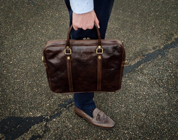 Leather laptop bag Mens briefcase Leather briefcase On | Etsy