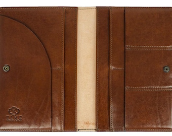 menswallet Top Grain Genuine Leather Travel Organizer Wallet Passport Holder 563 CF Tan, Women's, Beige