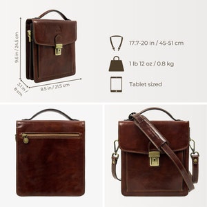Small Leather Briefcase for Men Full Grain Leather Handbag - Etsy