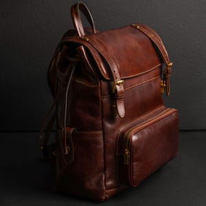 Large Leather Backpack, Leather Rucksack, 15 inch Laptop Bag, Graduation Gift Bild 10