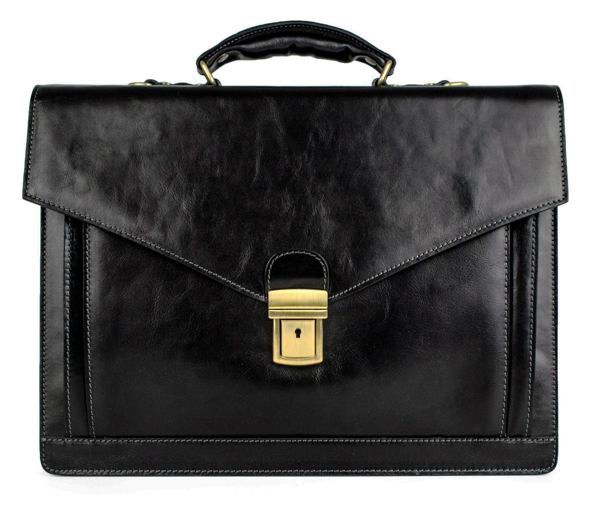 Black Leather Briefcase Men's Business Bag Leather | Etsy