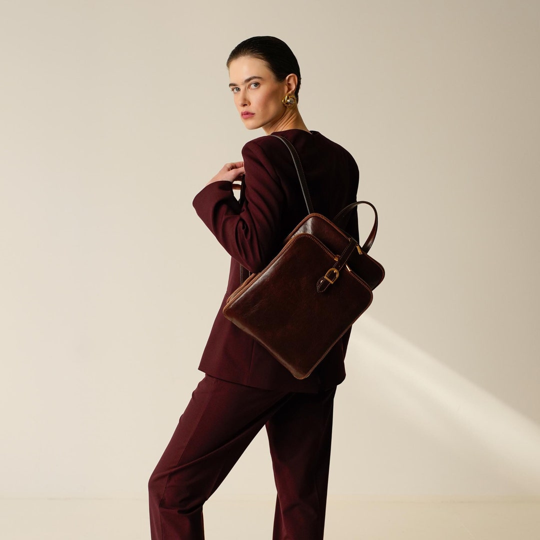 コンバーチブルレザーバックパックショルダーバッグ、女性用本革