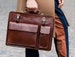 Full Grain Leather Briefcase Men, Leather Satchel, Lawyers Bag, Genuine Leather Bag, Work Bag - The Prophet 