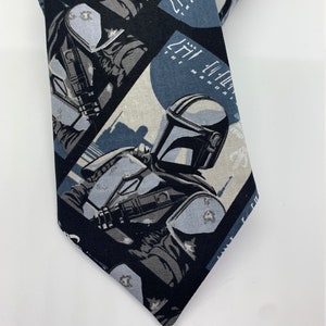 Novelty necktie, Mens novelty tie, Tie made with Mandalorian themed fabric, Gift for him, fun necktie, Star Wars gift for him, adult tie