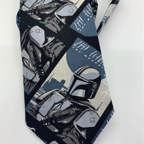 Novelty necktie, Mens novelty tie, Tie made with Mandalorian themed fabric, Gift for him, fun necktie, Star Wars gift for him, adult tie