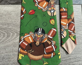 Novelty necktie, Mens novelty tie, Thanksgiving tie, football tie, mens accessories, turkey football tie, holiday tie, fall ti